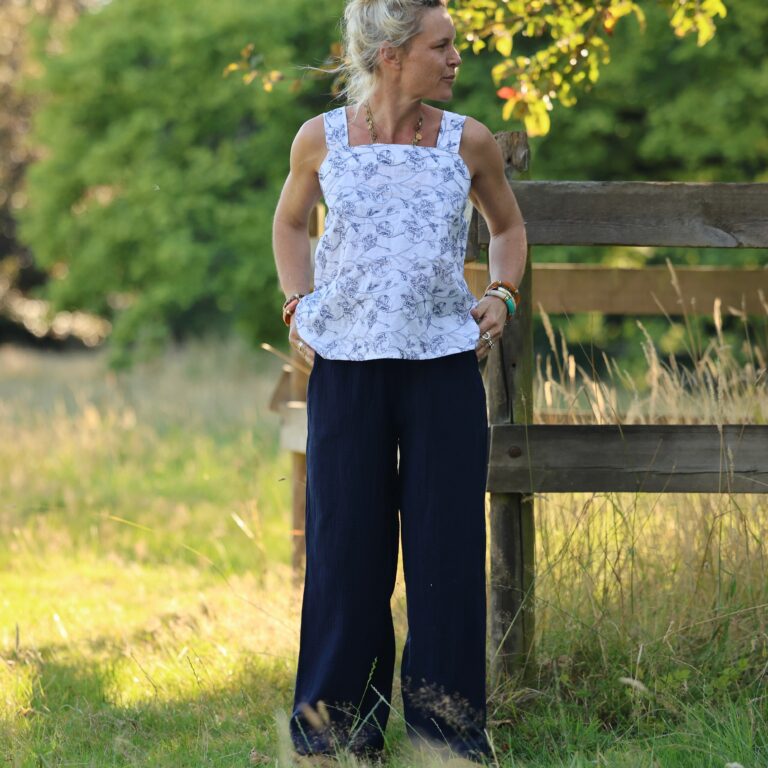 Quintessence - Pantalon Tino - Double gaze de coton bleu nuit – 3XL