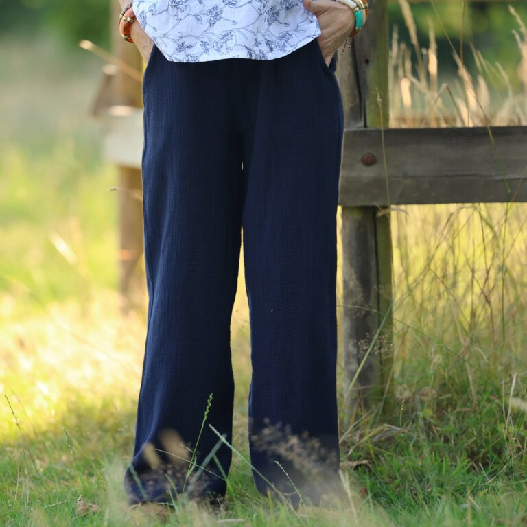 Quintessence - Pantalon Tino - Double gaze de coton bleu nuit – 3XL
