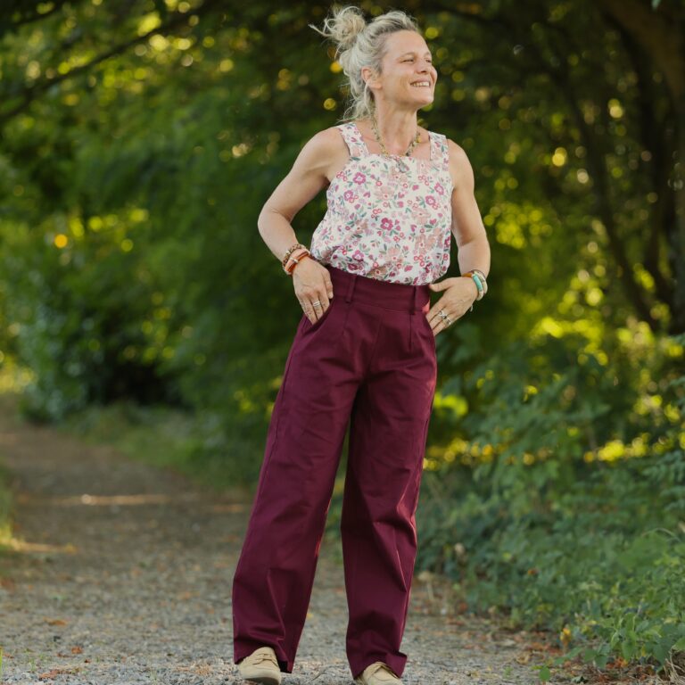 Quintessence - Pantalon Tino - Toile de coton bordeaux – 3XL