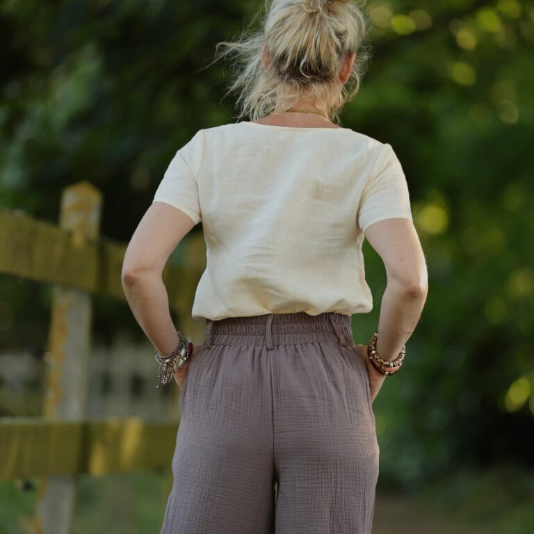 Quintessence - Pantalon Tino - Double gaze de coton prune – 3XL