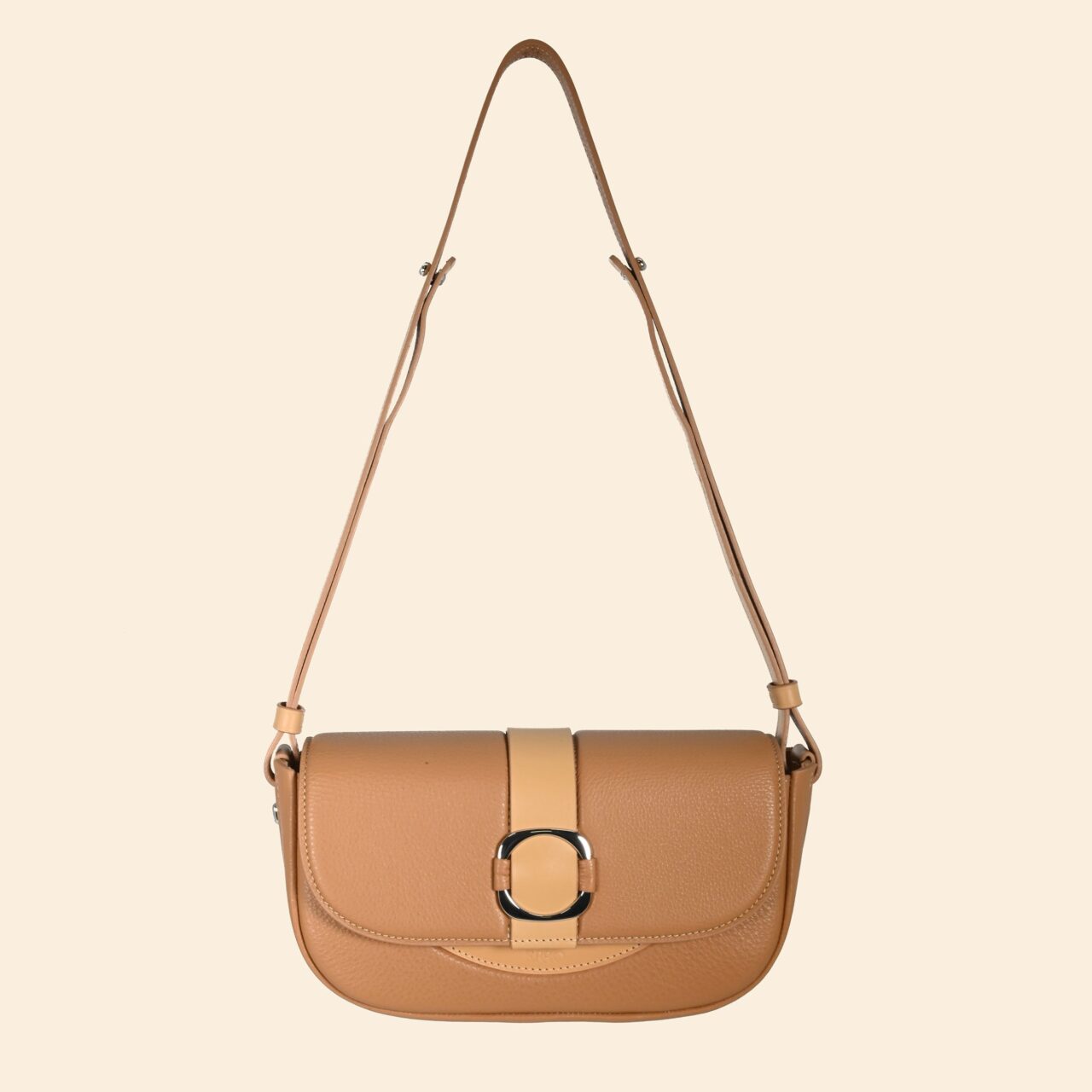 Ainhoa sac epaule cuir sable 1 ERRO - Sellier / Maroquinier - Ainhoa Sable