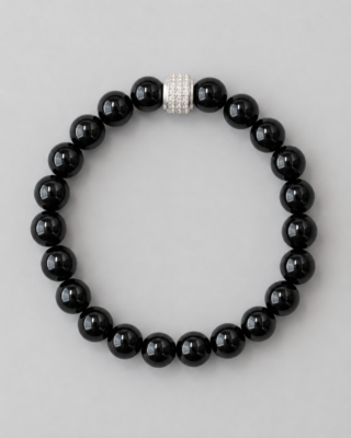 NEIJE - Bracelet Dorian Onyx Or Blanc