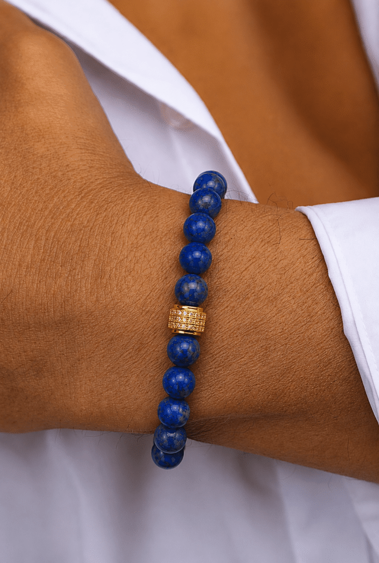 NEIJE - Bracelet Le Bleu Royal Lapis Lazuli Or Jaune – XL (poignet de 19 à 21 cm)