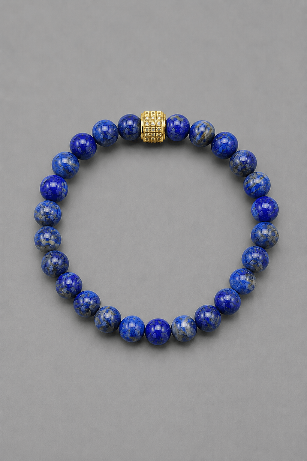 Bracelet Homme Lapis Lazuli NEIJE - Bracelet Le Bleu Royal Lapis Lazuli Or Jaune – XL (poignet de 19 à 21 cm)