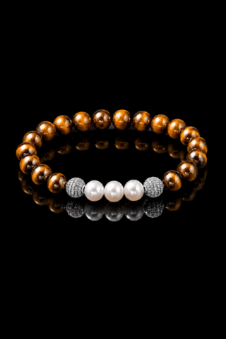 Bracelet Eclipse Oeil de Tigre et Or Blanc par la marque NEIJE NEIJE - Bracelet Eclipse Oeil de Tigre et Or Blanc
