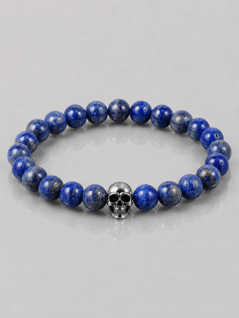 Bracelet Lapi Lazuli Crane Argent 925 NEIJE - Bracelet Requiem Lapis Lazuli et Argent 925 – XL (poignet de 19 à 21 cm)