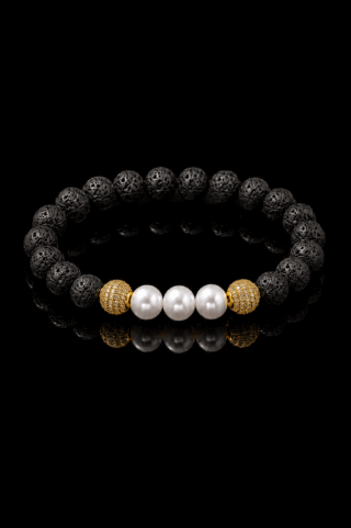 NEIJE - Bracelet Eclipse Pierre de Lave et Or Jaune