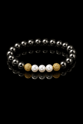 NEIJE - Bracelet Eclipse Hématite et Or Jaune