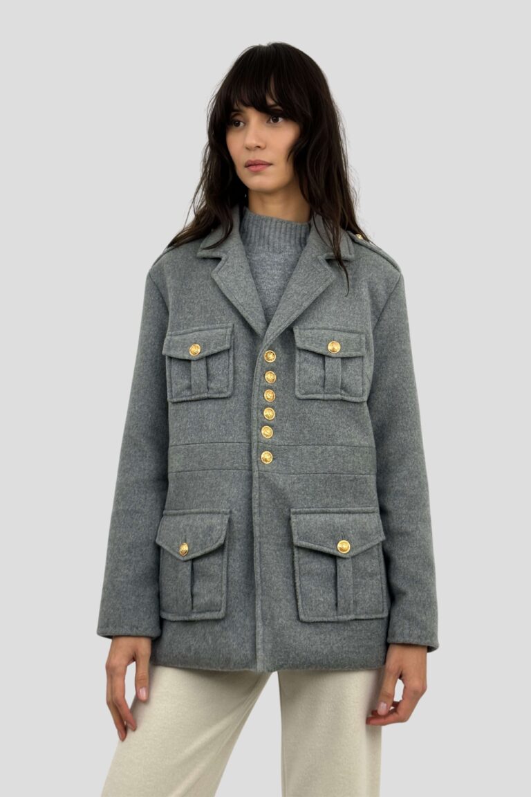 Coulange - Veste cachemire grise G12 – 44