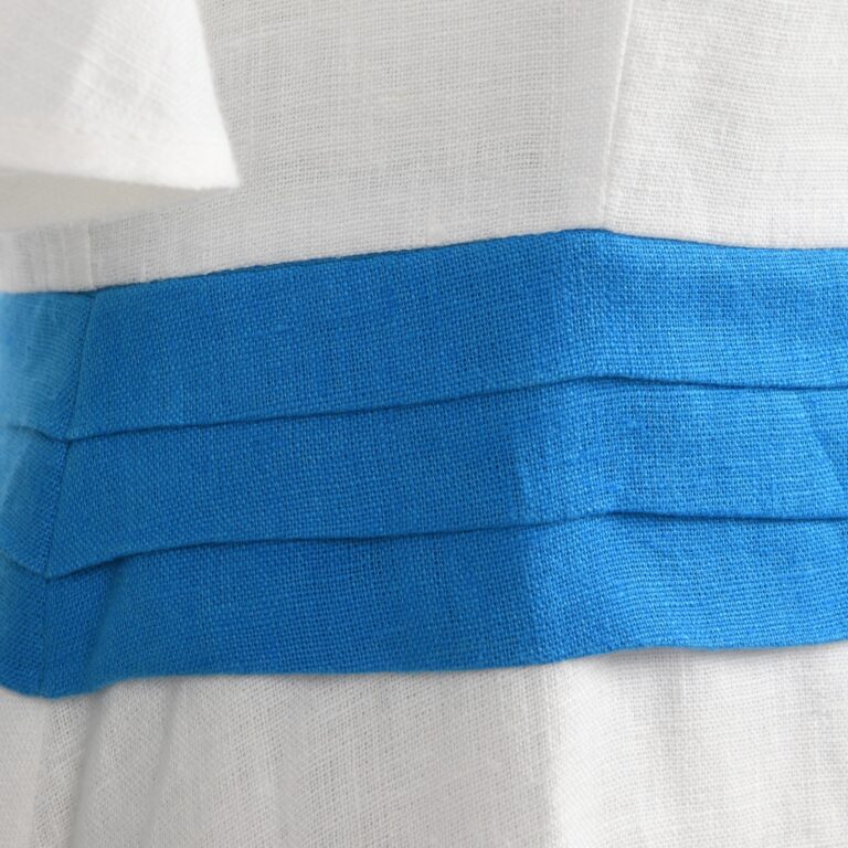 Divine Harmonie - Robe Longue Eau Divine en Lin – L / Blanc et Turquoise