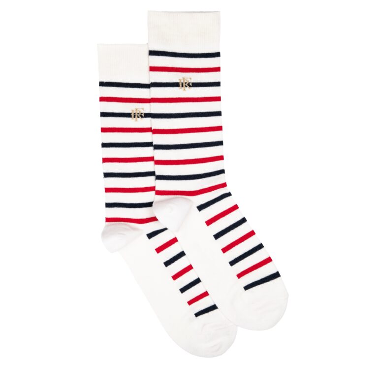 Maison Broussaud - Les marinières bleu blanc rouge Elysée x Maison Broussaud - chaussettes homme - coton blanc – 43/46 / BLANCHI