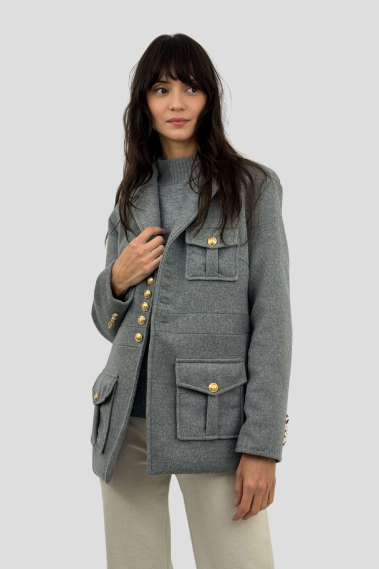 Coulange - Veste cachemire grise G12 – 44
