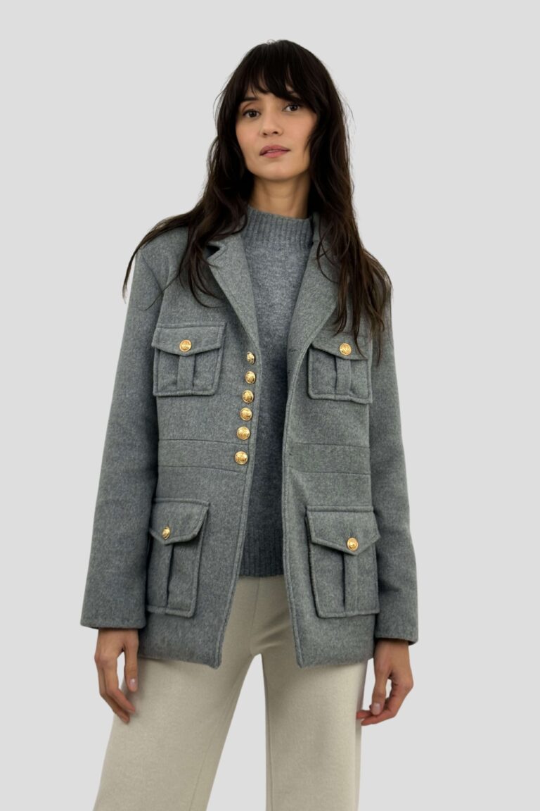 Coulange - Veste cachemire grise G12 – 44