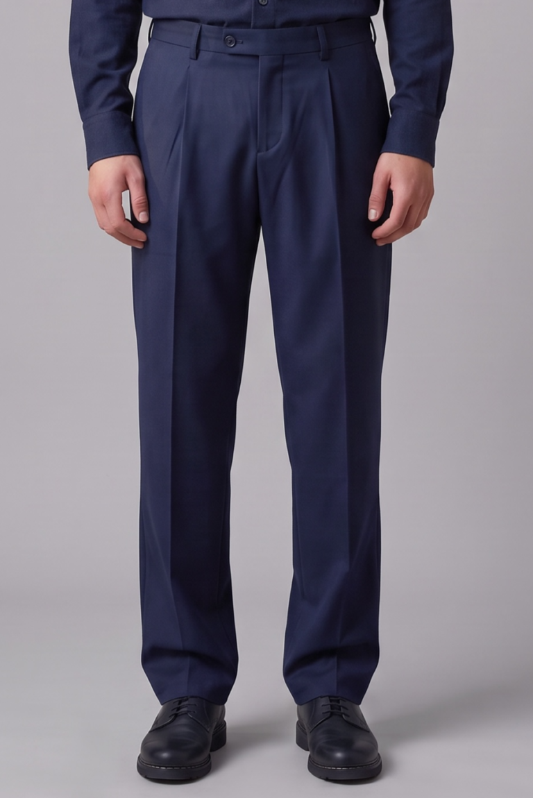 Photoroom 20260721 1121362 JAGVI. Rive Gauche - Pantalon pleats coton laine stretch bleu