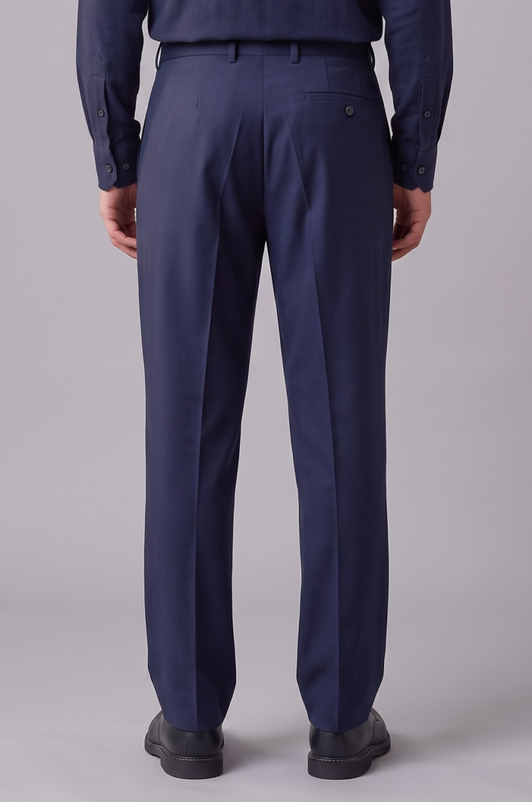JAGVI. Rive Gauche - Pantalon pleats coton laine stretch bleu