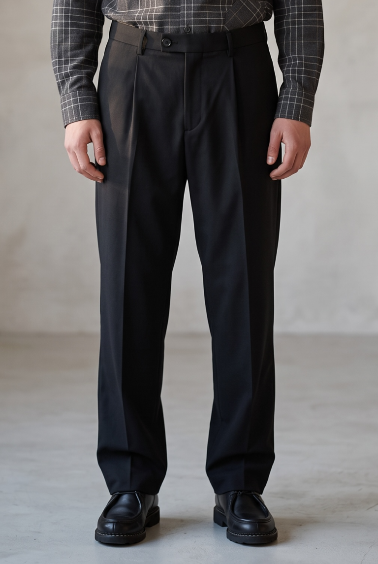 JAGVI. Rive Gauche - Pantalon pleats coton laine stretch noir