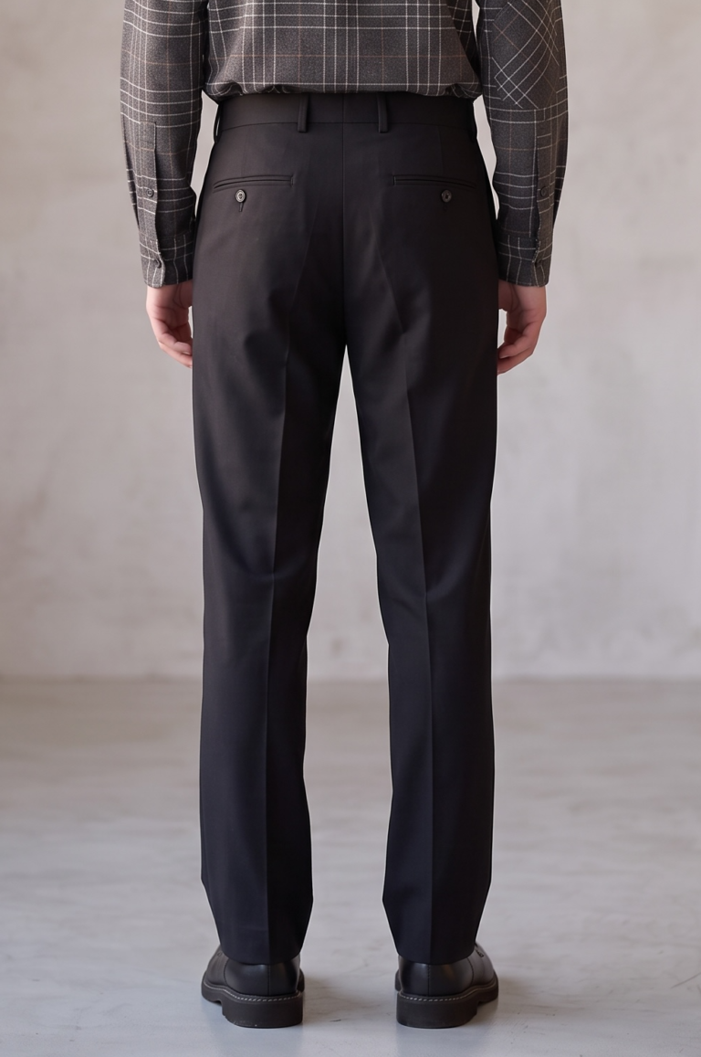 JAGVI. Rive Gauche - Pantalon pleats coton laine stretch noir