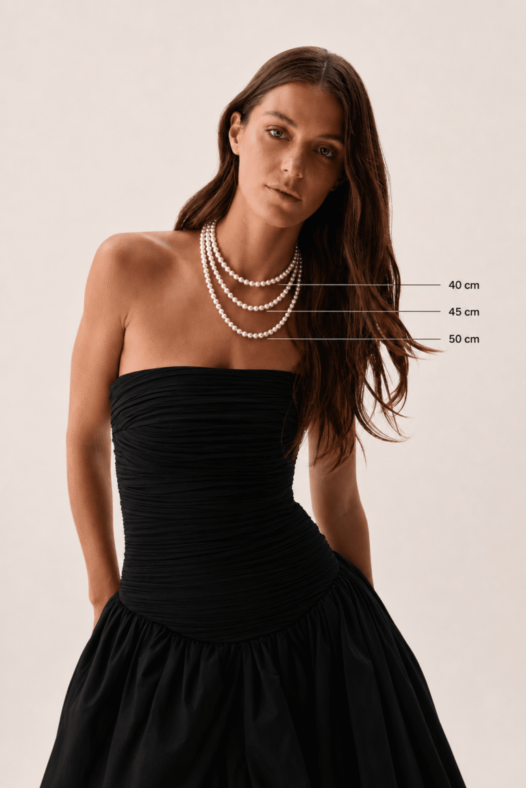 NEIJE - Parure Collier & Bracelet Perles de Culture Noires et Argent 925 - Swann – XL (poignet de 19 à 21 cm) / 50 cm + extension de 5 cm