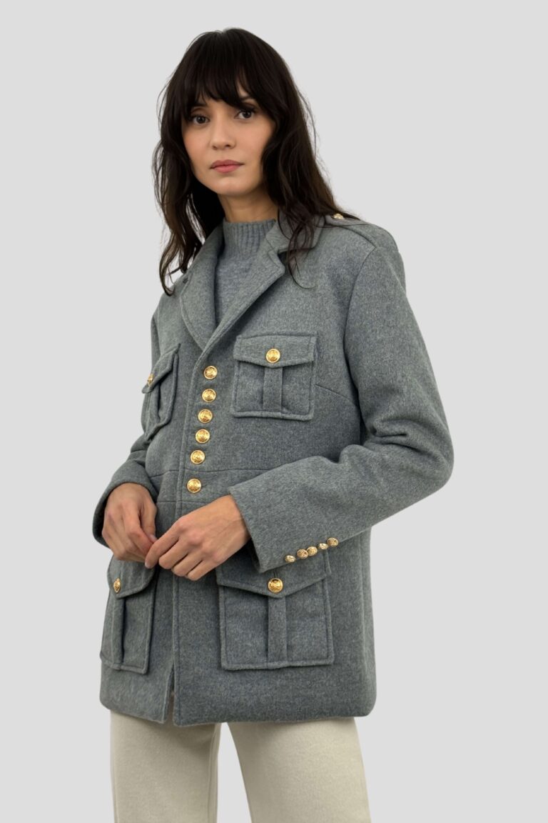 Coulange - Veste cachemire grise G12 – 44