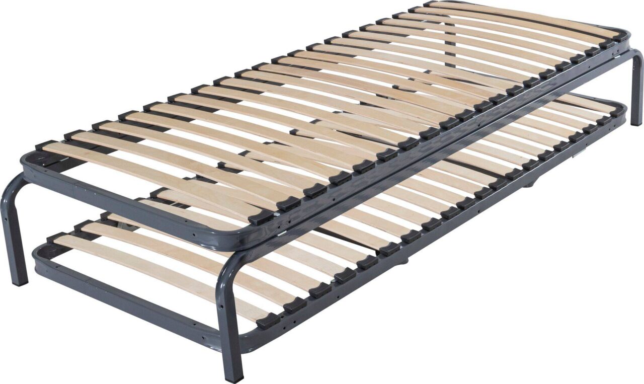Web JPG 01 de sommiers sommiers gigogne bois clair metal n n 100122524591 COSI PAR CAMIF - Sommier gigogne métallique à lattes