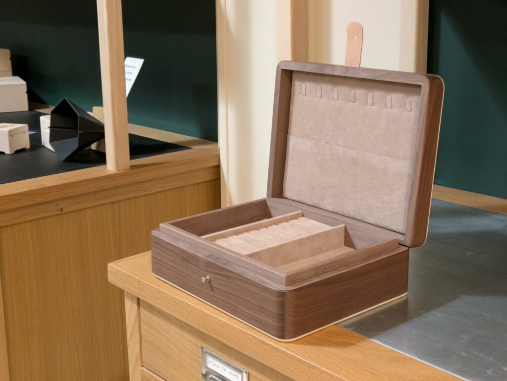 afb41f37 83bf 475a 908a 6a760558311a 1024x769 1 Manufacture Jacquemin - Coffret casier à bijoux en noyer grand modèle