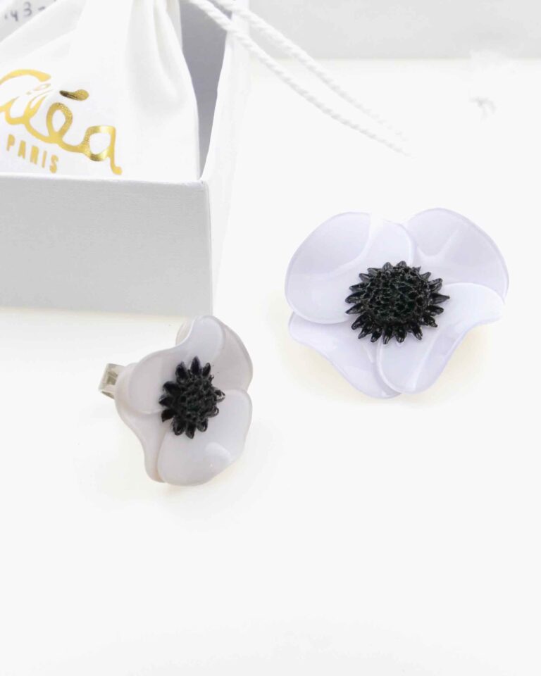 Ciléa Bijoux - Coffret box cadeau Anémone bague + broche – Rose Nacre