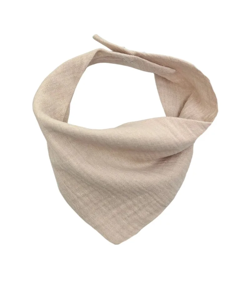 Petit Pote - Bavoirs bandana bébé coton bio - Lot de 2 – Taille unique / Beige