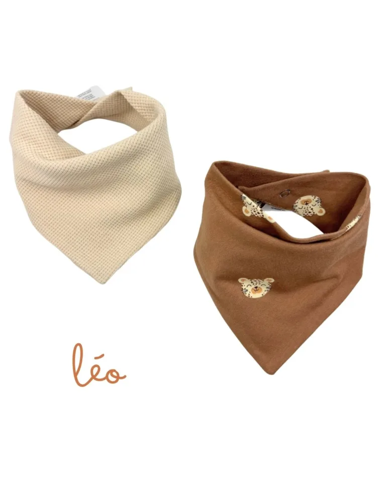 Petit Pote - Bavoirs bandana bébé - Lot de 2 – Taille unique / N&B
