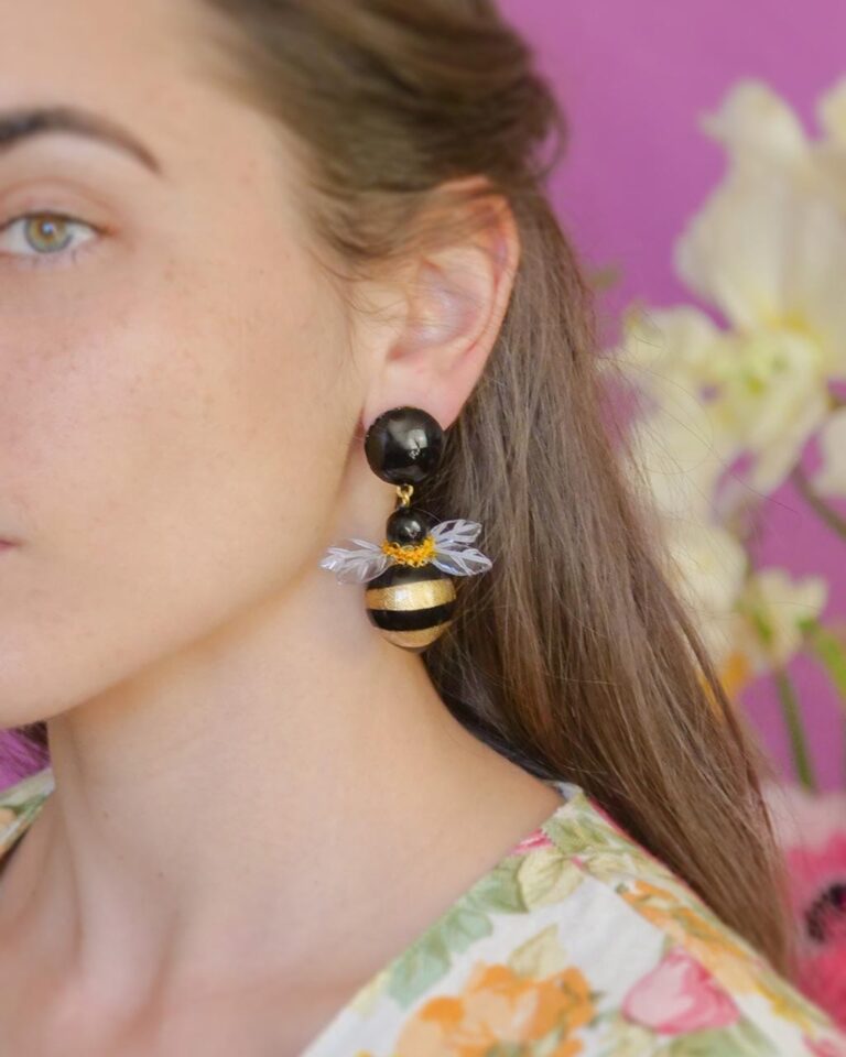 Ciléa Paris - Boucles d'oreilles pendantes Bourdon – Clip (oreilles non percées)