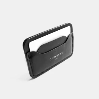 Darksails - Porte-Cartes Minimaliste en Cuir Noir
