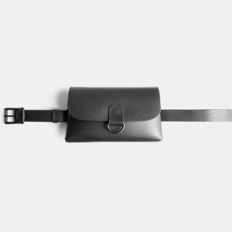 Darksails - Sac Banane en Cuir Noir sur Mesure