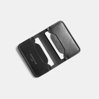 Darksails - Porte-Cartes Bifold en Cuir Noir