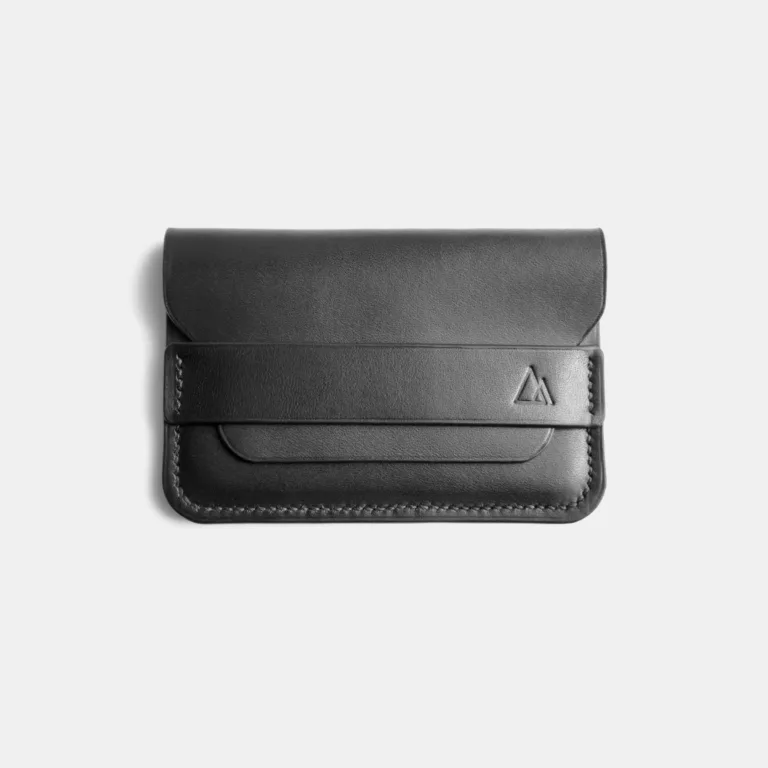 Darksails - Porte-Cartes Enveloppe en Cuir Noir