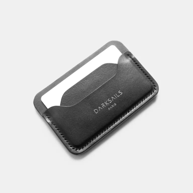 Darksails - Porte-Cartes Minimaliste en Cuir Noir