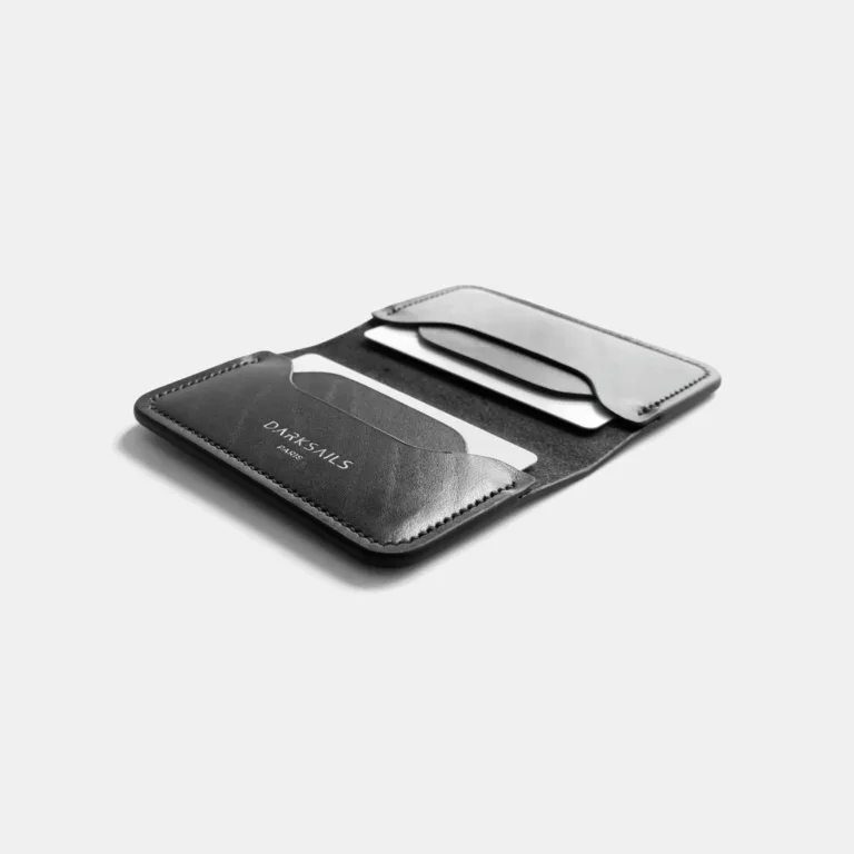 Darksails - Porte-Cartes Bifold en Cuir Noir