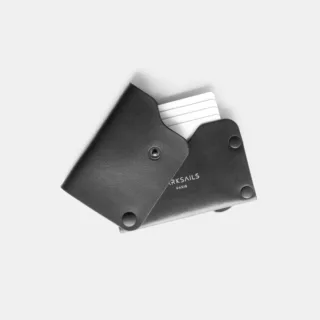 Darksails - Porte-Cartes Pliable en Cuir Noir