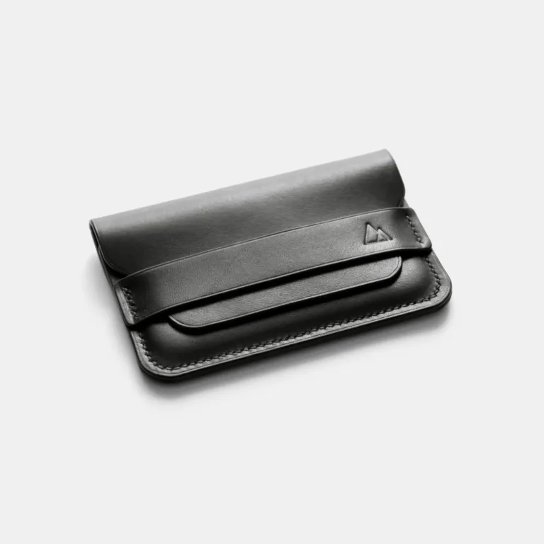 Darksails - Porte-Cartes Enveloppe en Cuir Noir