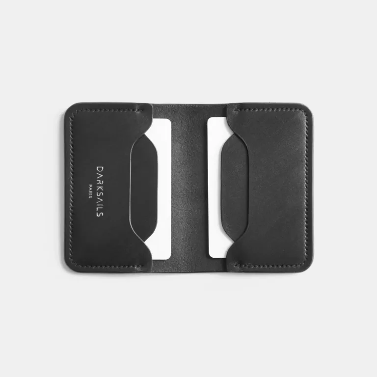 Darksails - Porte-Cartes Bifold en Cuir Noir