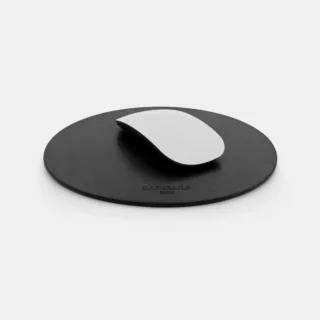 Darksails - Tapis de Souris Rond en Cuir Noir