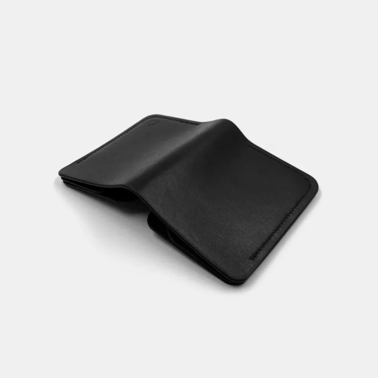 Darksails - Portefeuille Compact en Cuir Noir