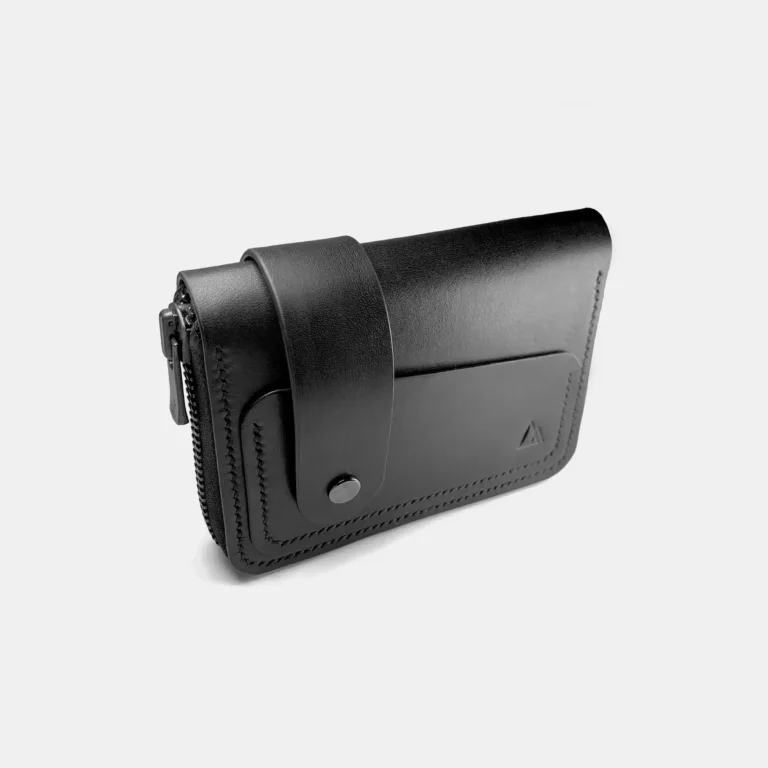 Darksails - Portefeuille Compact Zippé Cuir Noir
