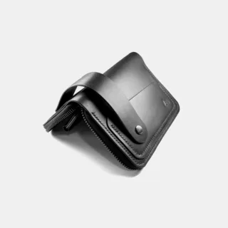 Darksails - Portefeuille Compact Zippé Cuir Noir