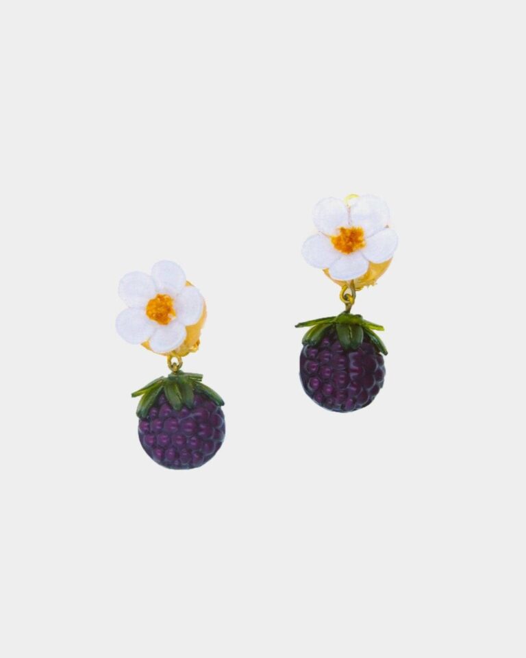 Ciléa Paris - Boucle d'oreille Framboise Botanica – Fleur / Dormeuse (Oreilles percées)