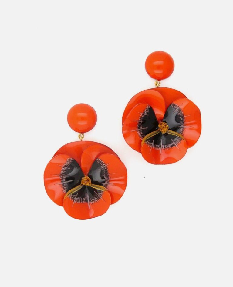 Ciléa Paris - Boucle d'oreille longue Pensée - Maxi – Rose / Tige (Oreilles percées)