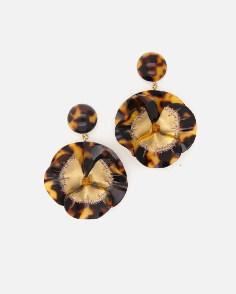Ciléa Paris - Boucle d'oreille longue Pensée - Maxi – Rose / Tige (Oreilles percées)