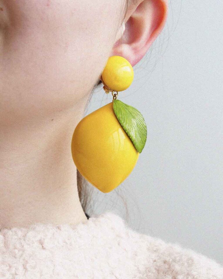 Ciléa Bijoux - Boucles d'oreilles Citron - Maxi – Tiges (oreilles percées)