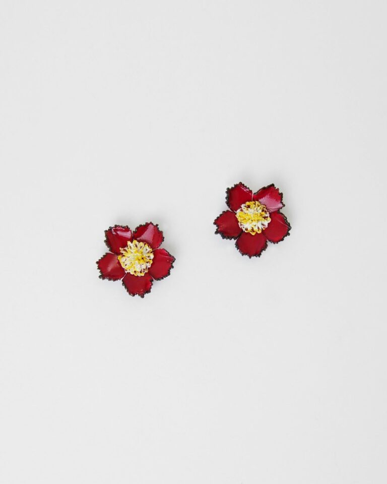 Ciléa Paris - Boucles d'oreilles courtes Tuba - Grand – Corail / Dormeuse (Oreilles percées)