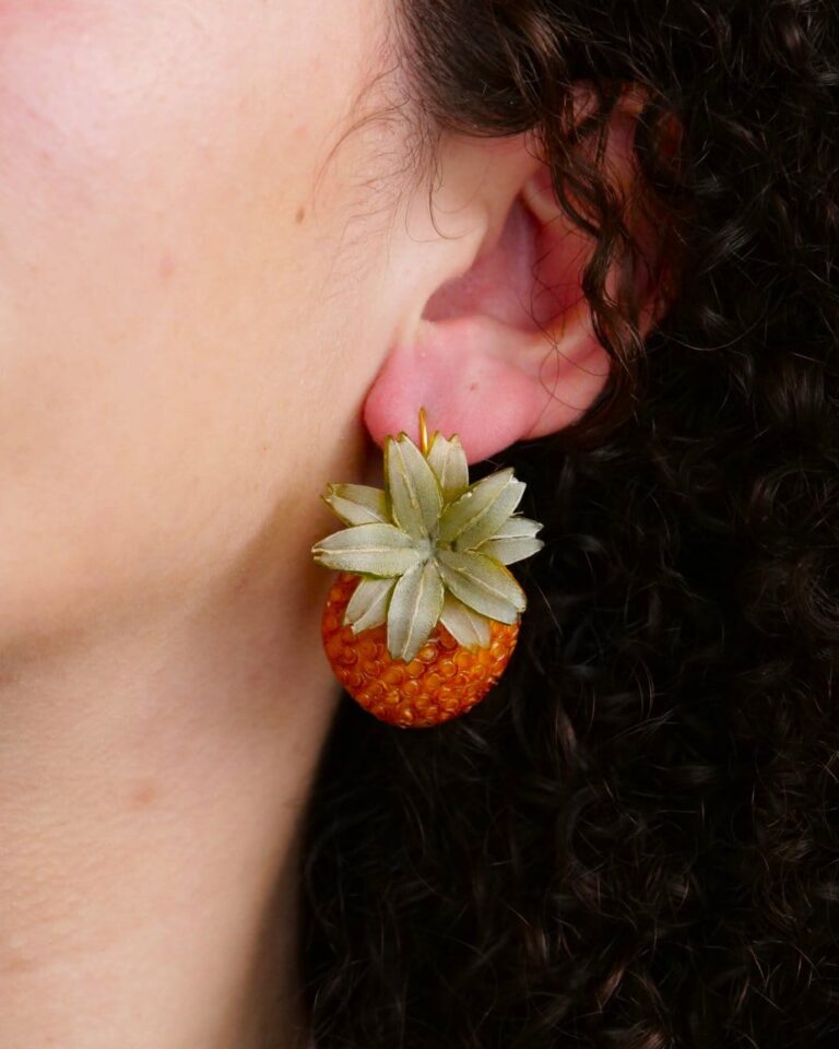 Ciléa Paris - Boucles d'oreilles Ananas Botanica – Fleur / Tige (Oreilles percées)