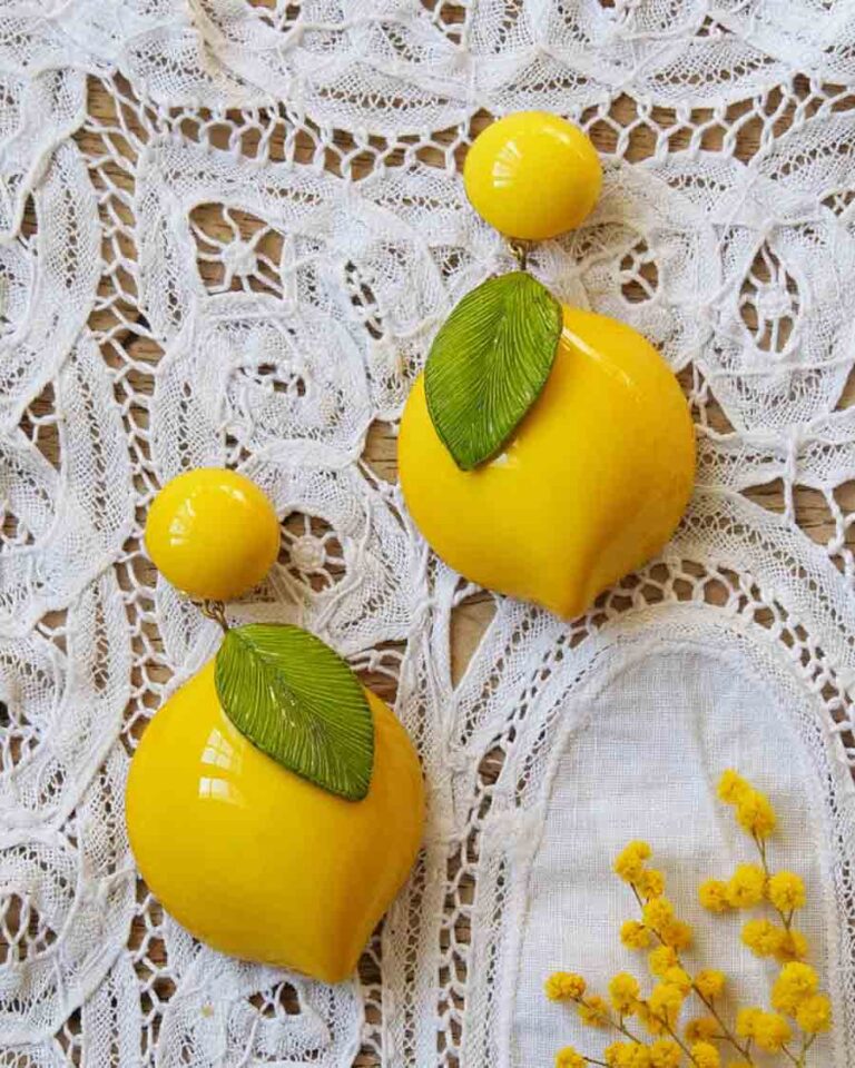 Ciléa Bijoux - Boucles d'oreilles Citron - Maxi – Tiges (oreilles percées)