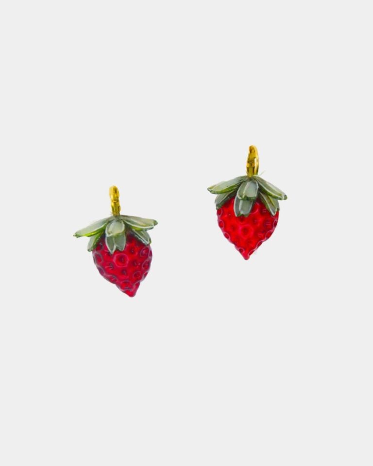 Ciléa Paris - Boucle d'oreille Fraise Botanica – Fleur / Tige (Oreilles percées)
